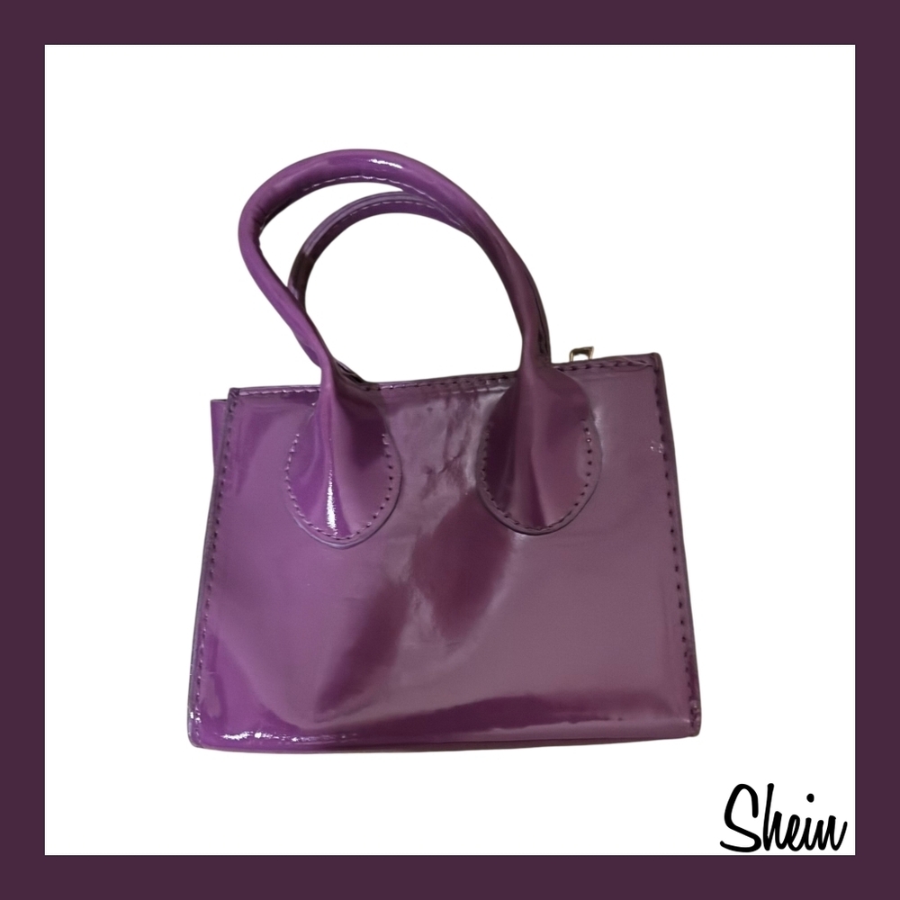 Shein Compact Neon Purple Square Bag with Dual Handles